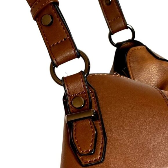Lapsting Brown Shoulder Bag With Adjustable Strap & Zipper Pockets Vegan Leather - Picture 6 of 10